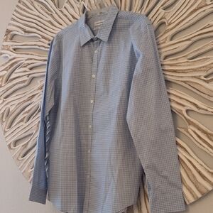 Calvin Klein Men's Light Blue Plaid Shirt